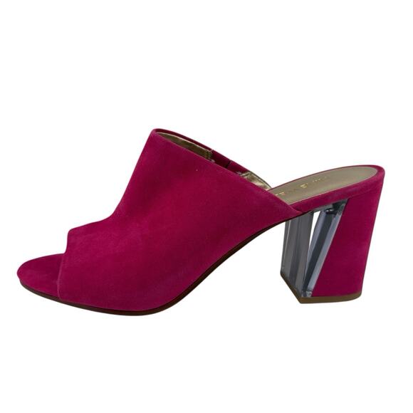 Nine West Gemily Mules Clogs Shoe Size 9.5 M Fuchia Pink Suede Slip NWB - Picture 2 of 10